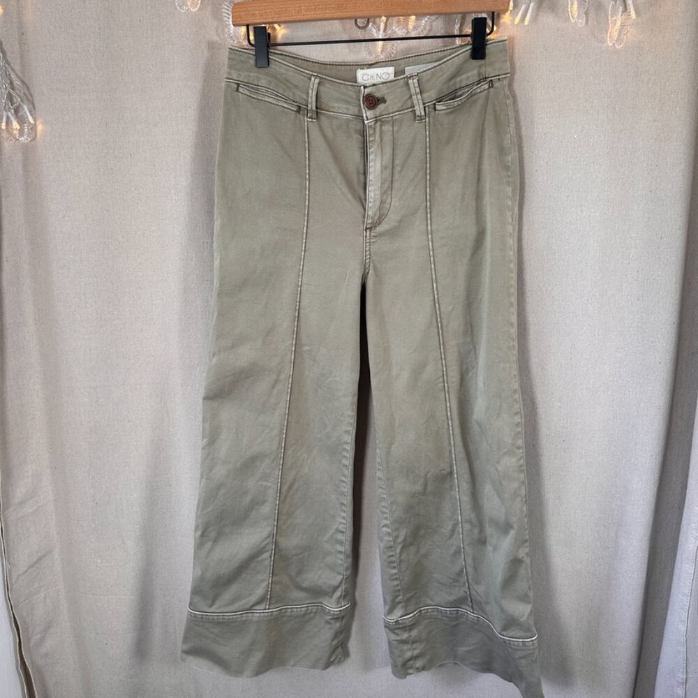Anthropologie Pintuck Chino Pant in Soft Olive - Picture 3 of 14